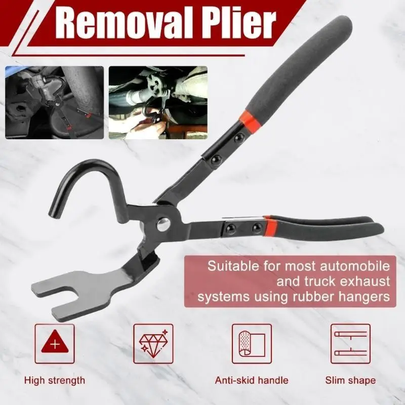 

R53D Heavy Duty Exhaust Hangar Clamp Pliers Exhaust Rubber Insulator Removal Tool for Easy Car Rubber Cushions Removal