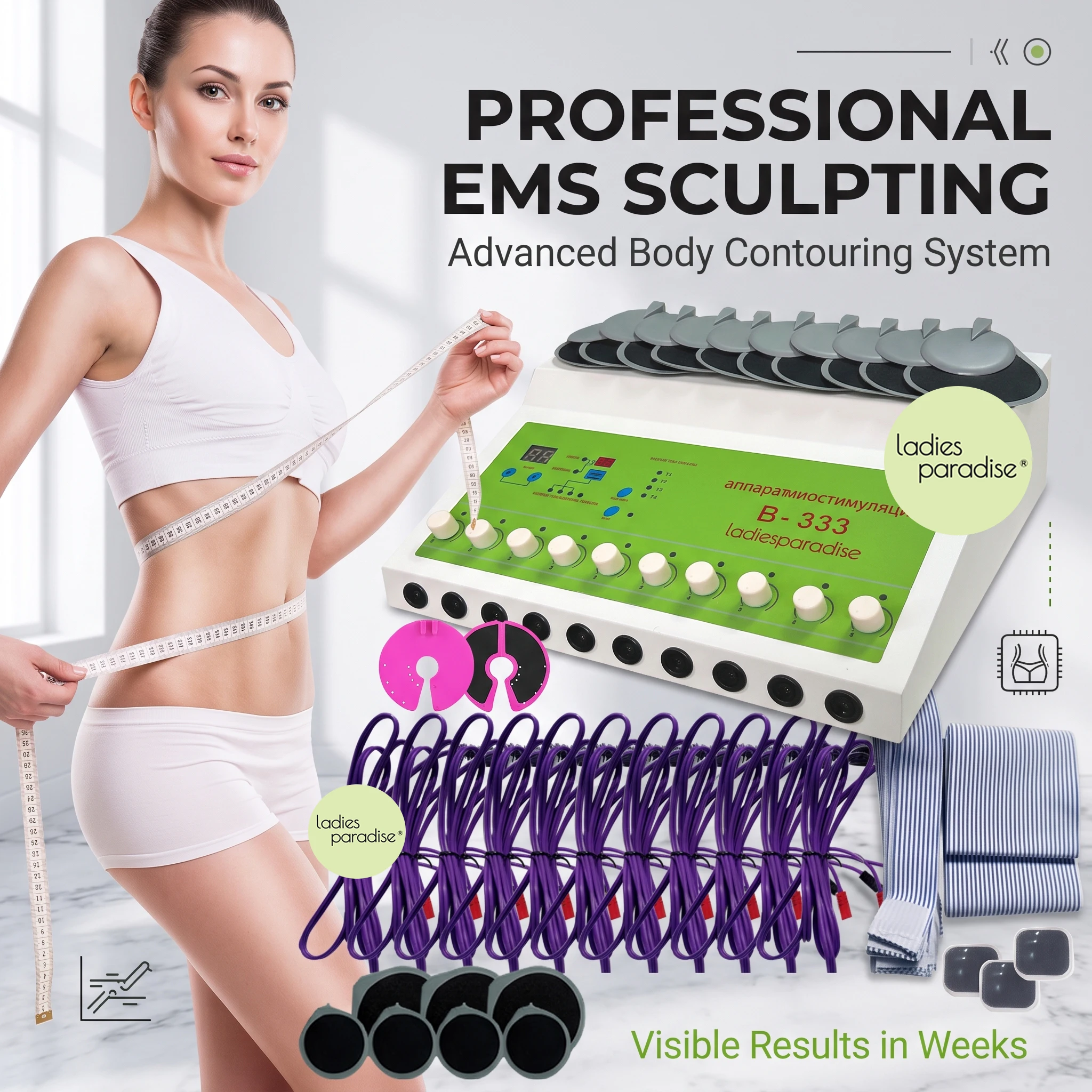 Ladiesparadise EMS Abdominal Stimulator Vibration Weight Loss Machine Women Body Sculpting Fat Removal Massager