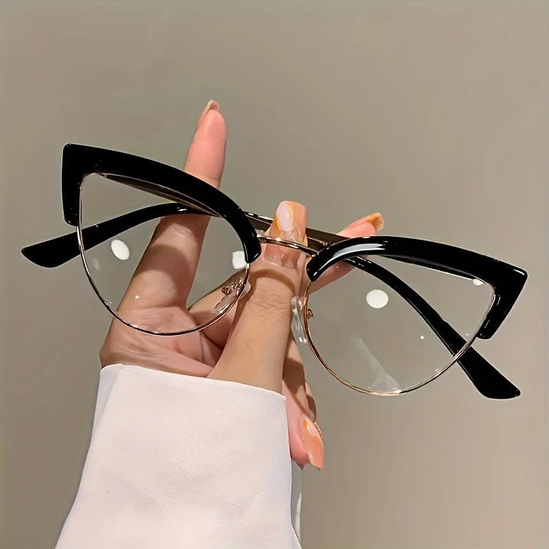 Personalized Fashion Metal Sunglasses Retro Cat Eye Metal Anti Blue Light Frame