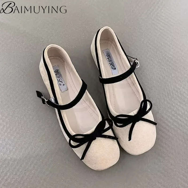 

Flats Marie Janes Shoes Ballet Women Bow Sandals Square Toe Loafers Summer 2025 Trend Shallow Elegant Dress Brand Zapatos Mujer