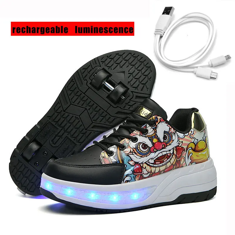 Zapatos de Skate con ruedas para niños, zapatillas deportivas de moda para exteriores, luminescencia recargable