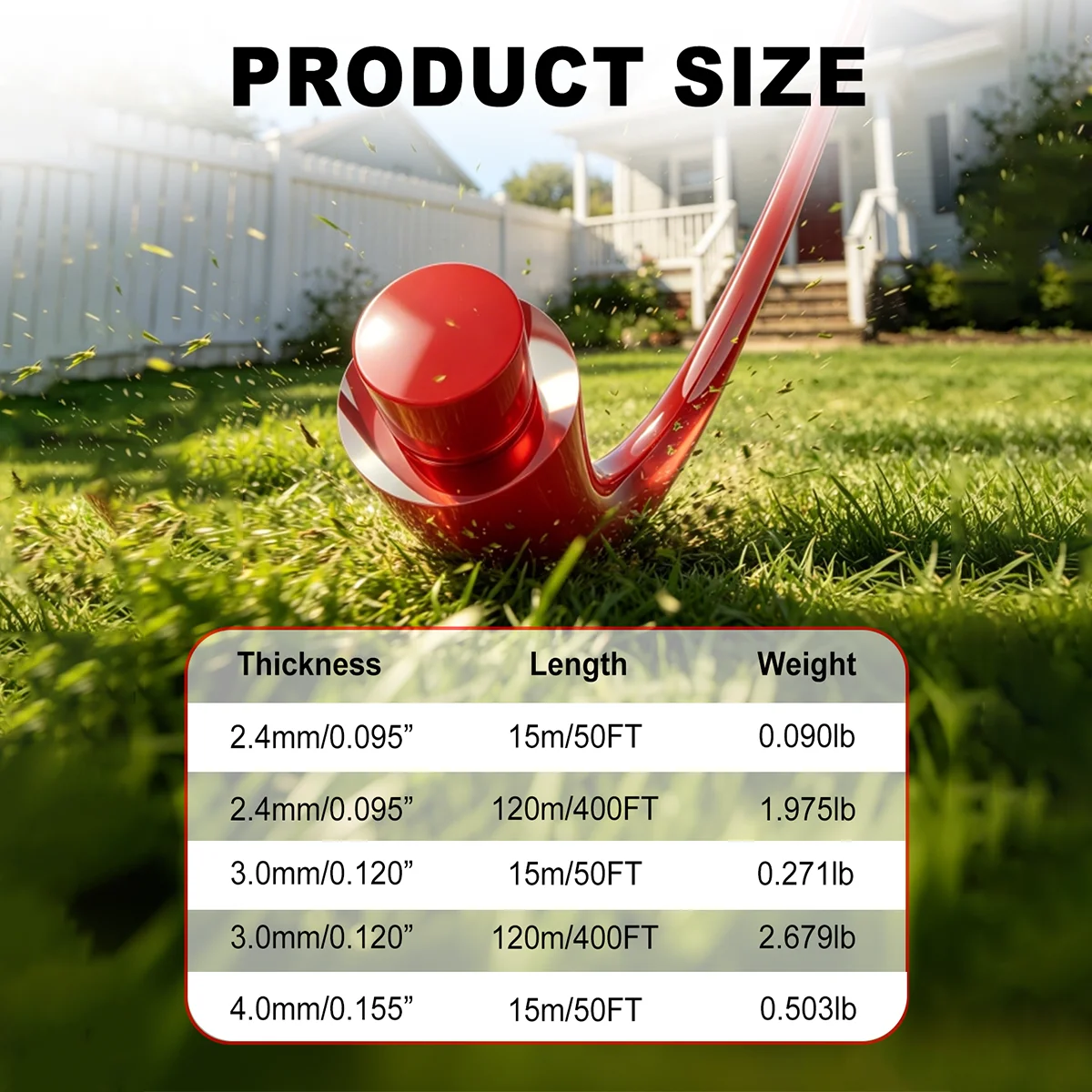 2.4mm/3.0mm/4.0mm *15m Nylon Grass Mowing Rope Round Core Double-Layer Timmer Line Lawn Mower Accessory Yard Cutting Tools