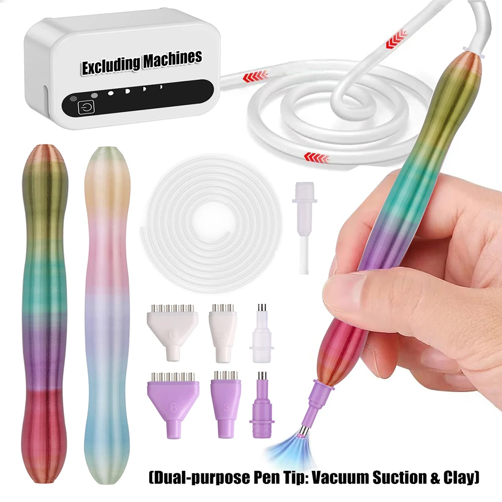 Vacuum Diamond Painting Pen Replacement Accessories Set with Silicone Hose & 3 Tips, Compatible with Most Vacuum Diamond Art Pen