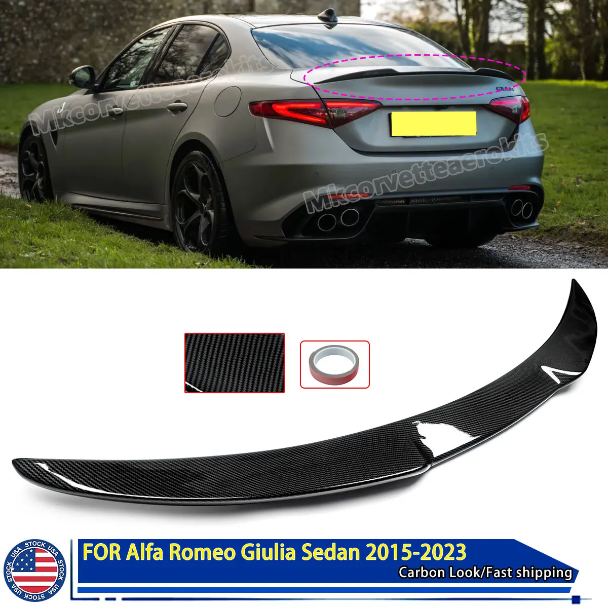 

Carbon Look Rear Spoiler For Alfa Romeo Giulia 2015 2016 2017 2018 2019 2020 2021 2022 V Style Rear Trunk Spoiler Lip Wing Trim