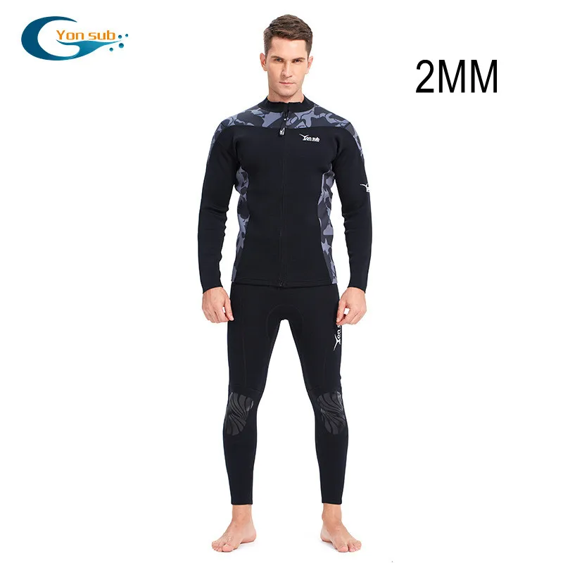 

2MM Professional Two Pieces Men Neoprene Underwater Hunting Surfing Diving Suit Keep Warm Spearfishing Swim Jacket+Pants WetSuit