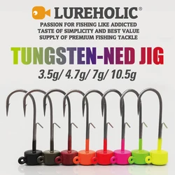 LUREHOLIC Tungsten Ned Jig Head with Norway Mustad Hook Ned Rig Hook Lure Fishing for Long Casting  Bass Fishing