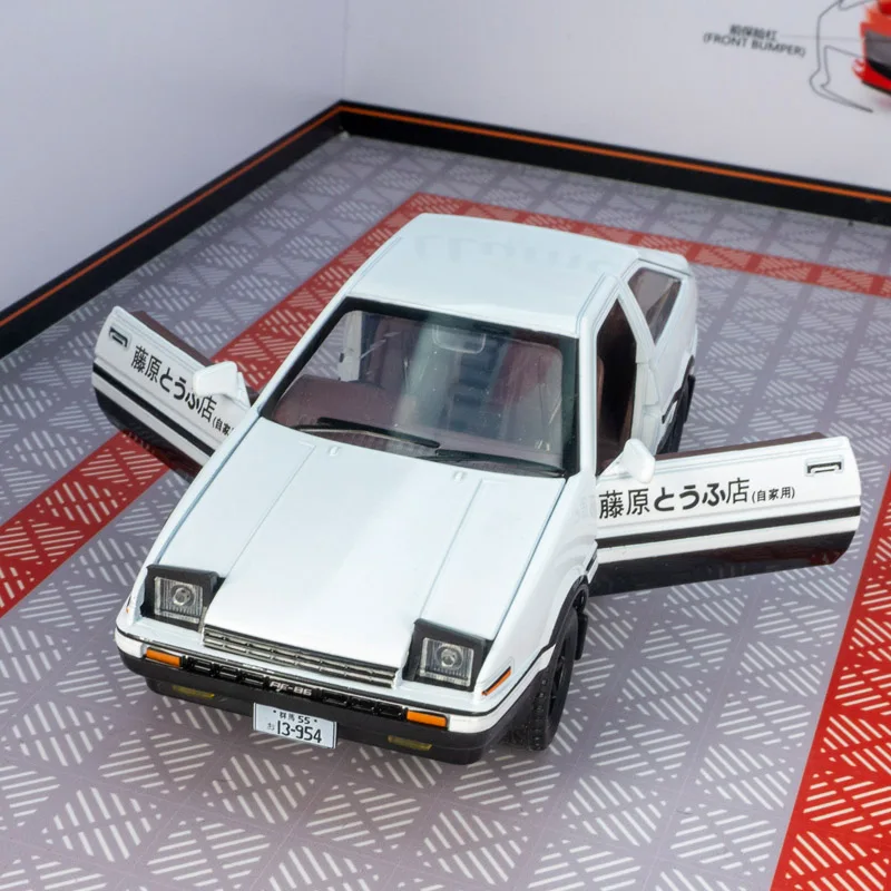 1:30 portas de modelo de carro em liga AE86 e capô do motor, o porta-malas pode ser aberto como presente para crianças