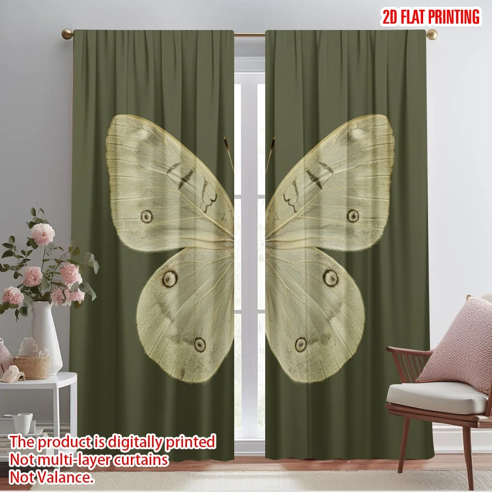 

2pcs 2D flat printing Curtain Pale Morpho Butterfly Wings Fabric Without Electricity Family Party for Living Room Outdoor Decor