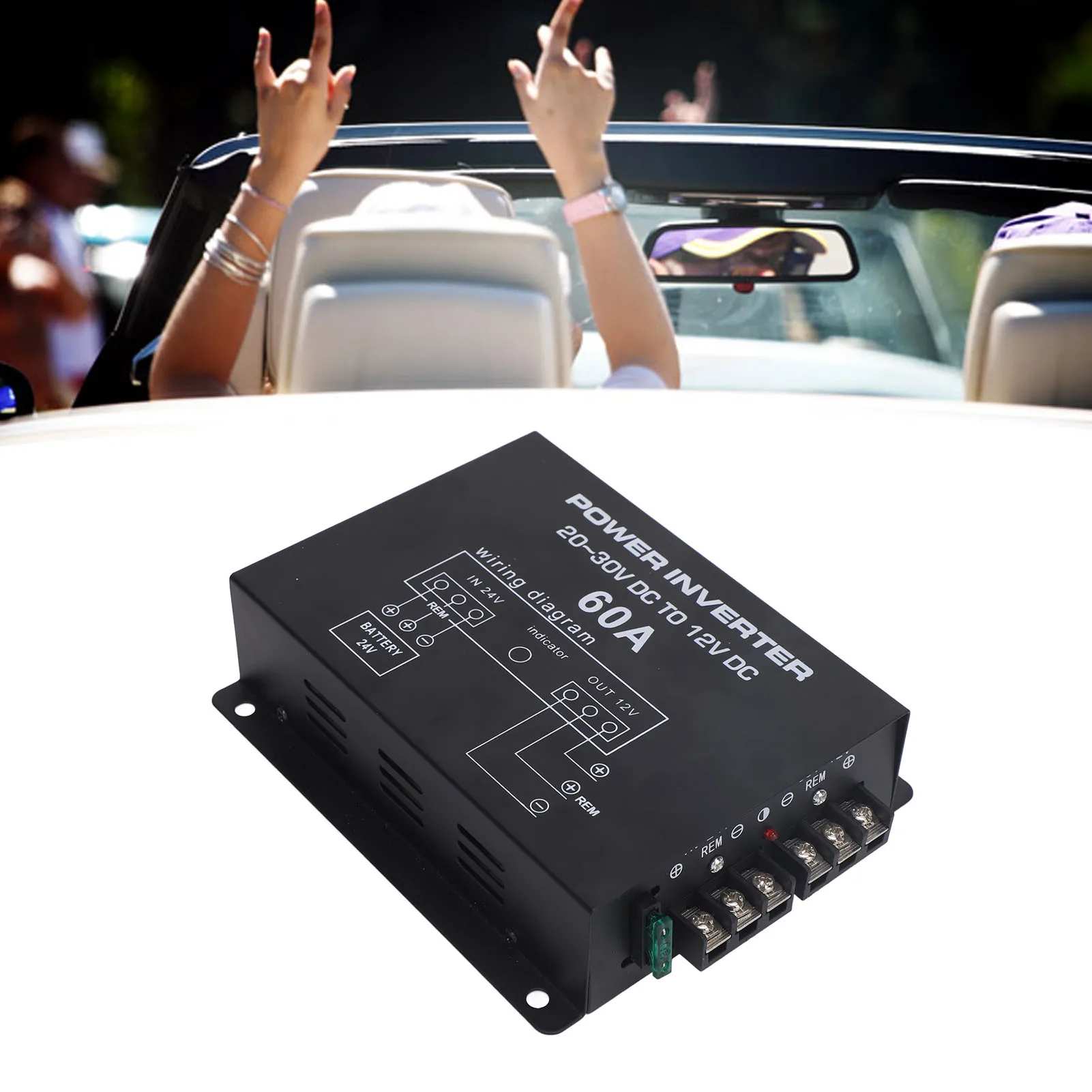 

Преобразователь 24 В в 12 В с быстрым рассеиванием головы, черный преобразователь мощности, широкое применение, железный корпус для автомобилей, грузовиков