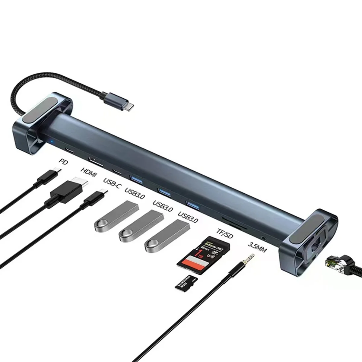 

Highly Recommended.10-In-1 USB C Hub Multi-Port Splitter Adapter USB TYPE-C to 3.0USB