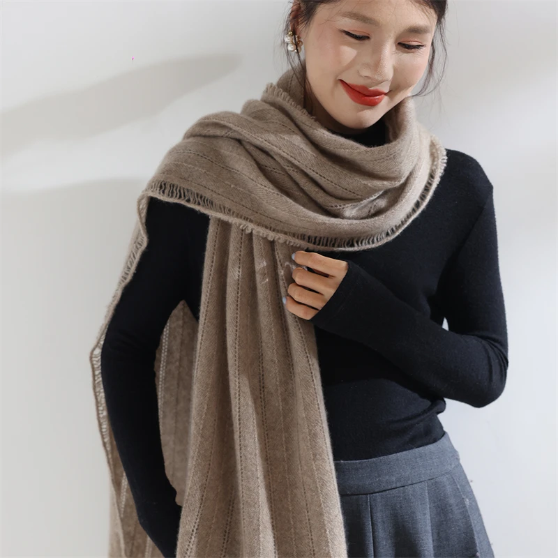 

Шарф из 100% кашемира, размер 180*43, для женской осенне-зимней уличной одежды, теплый вязаный кашемировый шарф, шаль