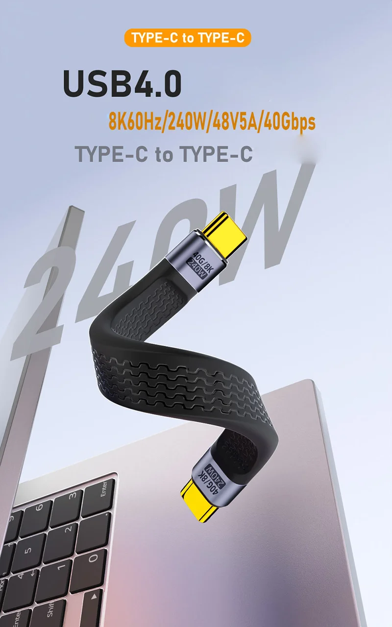 10 peças cabo de dados usb4 40gbps pd240w 8k 60hz usb c para tipo c cabo curto macho para thunderbolt 3 4 iphone15 16 pro max ssd