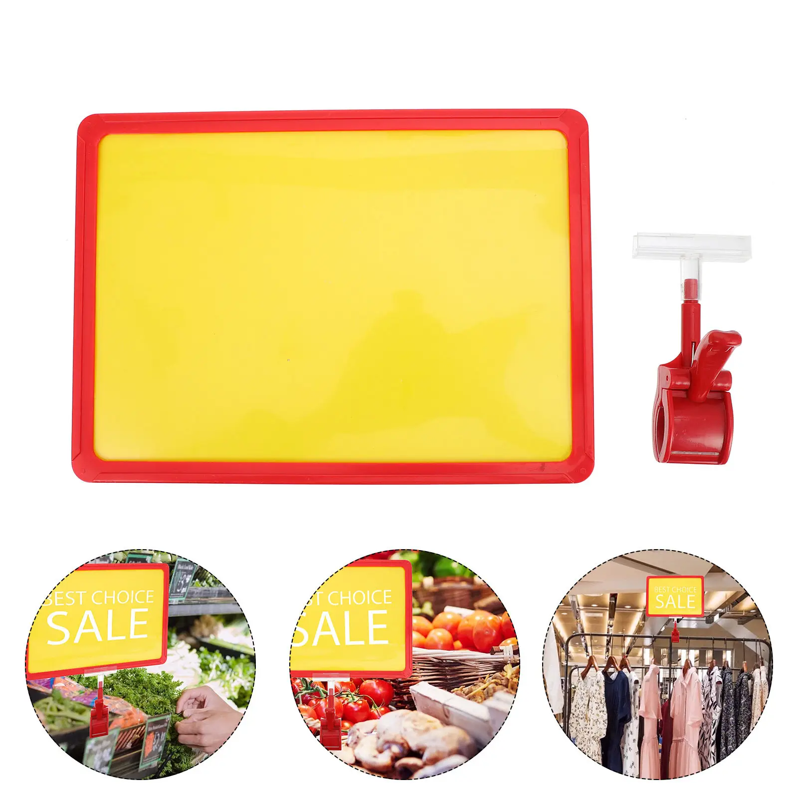 1Set A4 Price Tag ABS Supermarket Merchandise Label Board Clip Retail Display Sign Holder Promotional Marketing Price