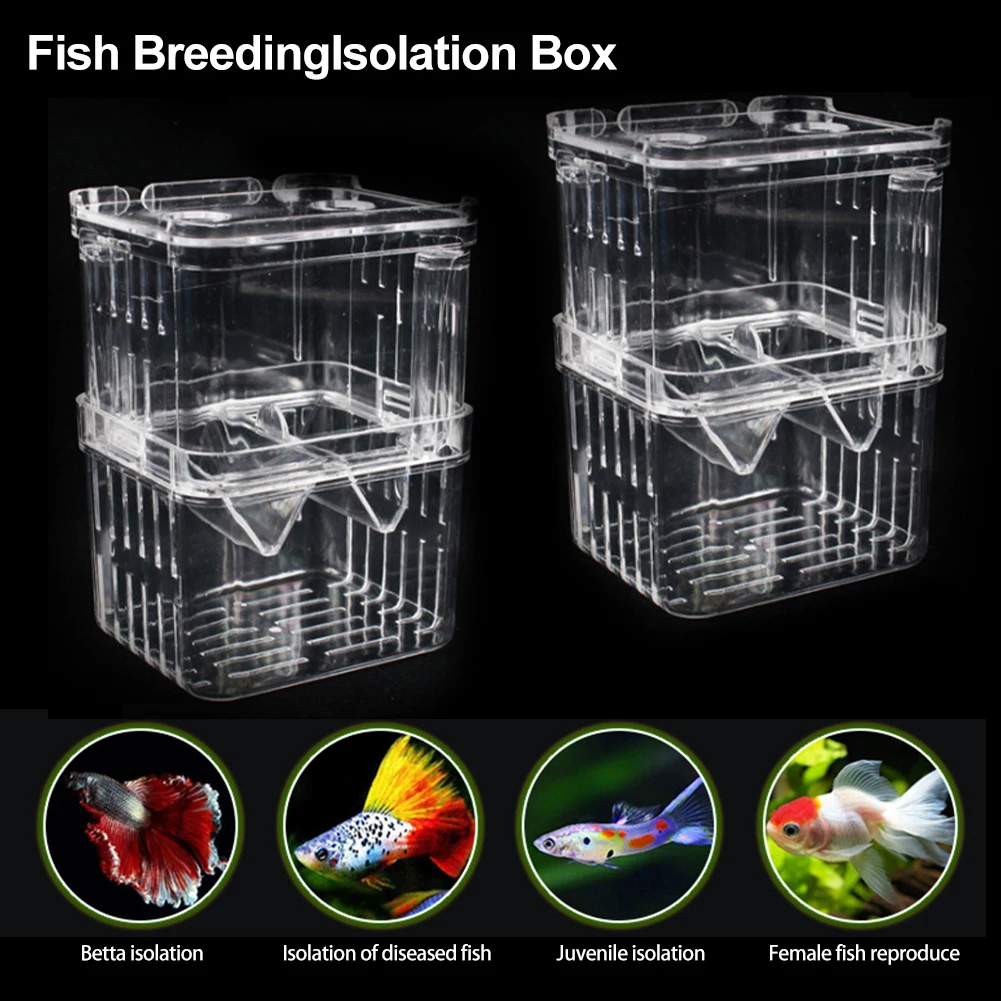 Double-Deck Clear Fish Breeding Isolation Box Aquarium Breeder Fish Tank Hatching Incubator Fish House Home