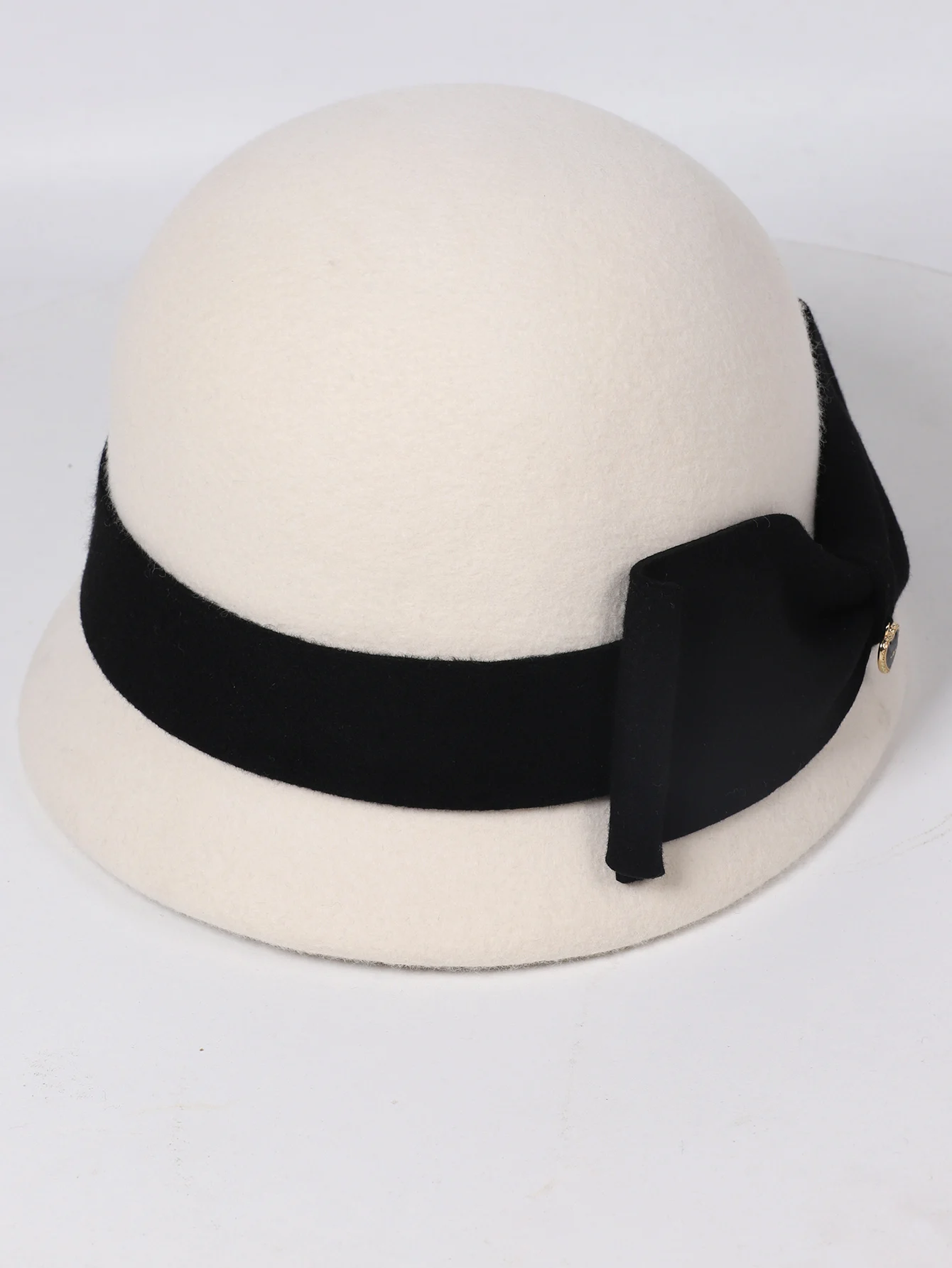 أنيقة فاخرة الشتاء الصوف ورأى الرامي القبعات للنساء أسود/أبيض حليقة حافة أفضل قبعة لحفل زفاف الكنيسة كوكتيل فستان حفلة الشاي #3