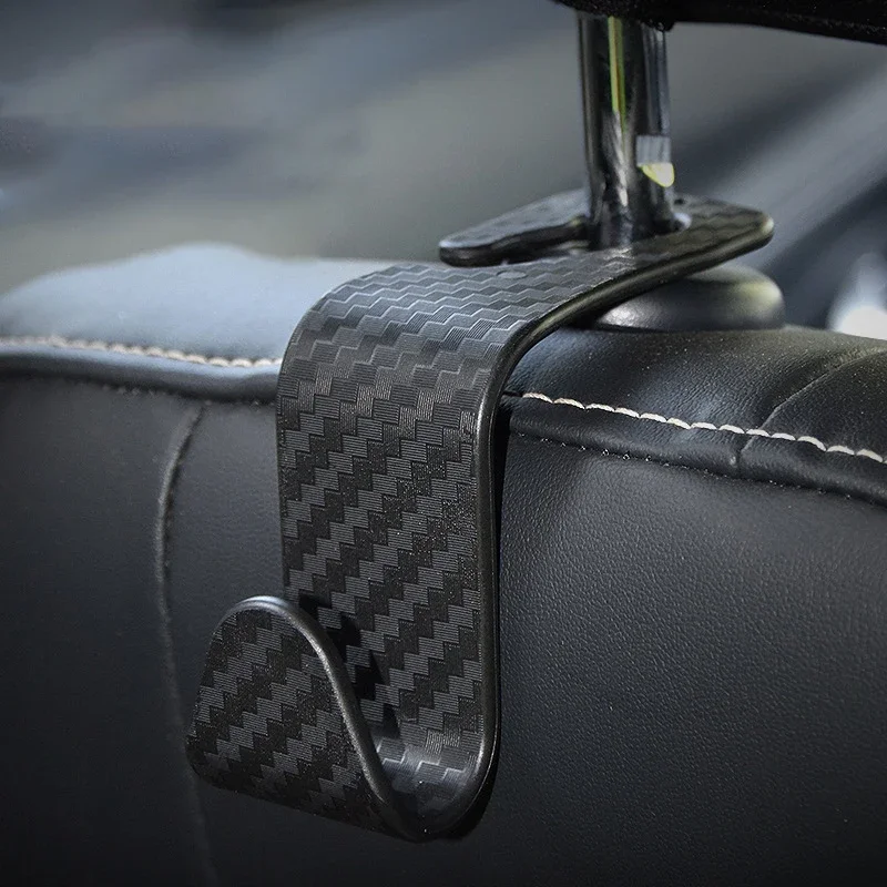 4Pcs Carbon Fibre Hook Car Seat Headrest Hook Auto Back Seat Organizer Hanger Handbag Clothes Bracket Car Interior Accessories