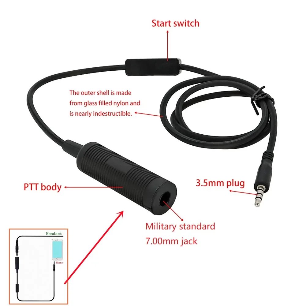 

Tactical Headset Adapter Phone Plug 3.5mm Mini Phone PTT for COMTAC / SORDIN Headset MP3 Music Adapter Apple Samsung HTC Etc