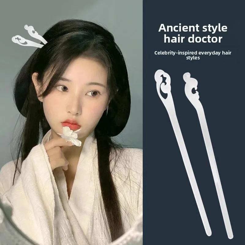 Traditional Chinese Style Lucky Imitation Jade Acetate Hairpins Vintage Hanfu Hair Accessories For Women Daily Bun Styling Bless