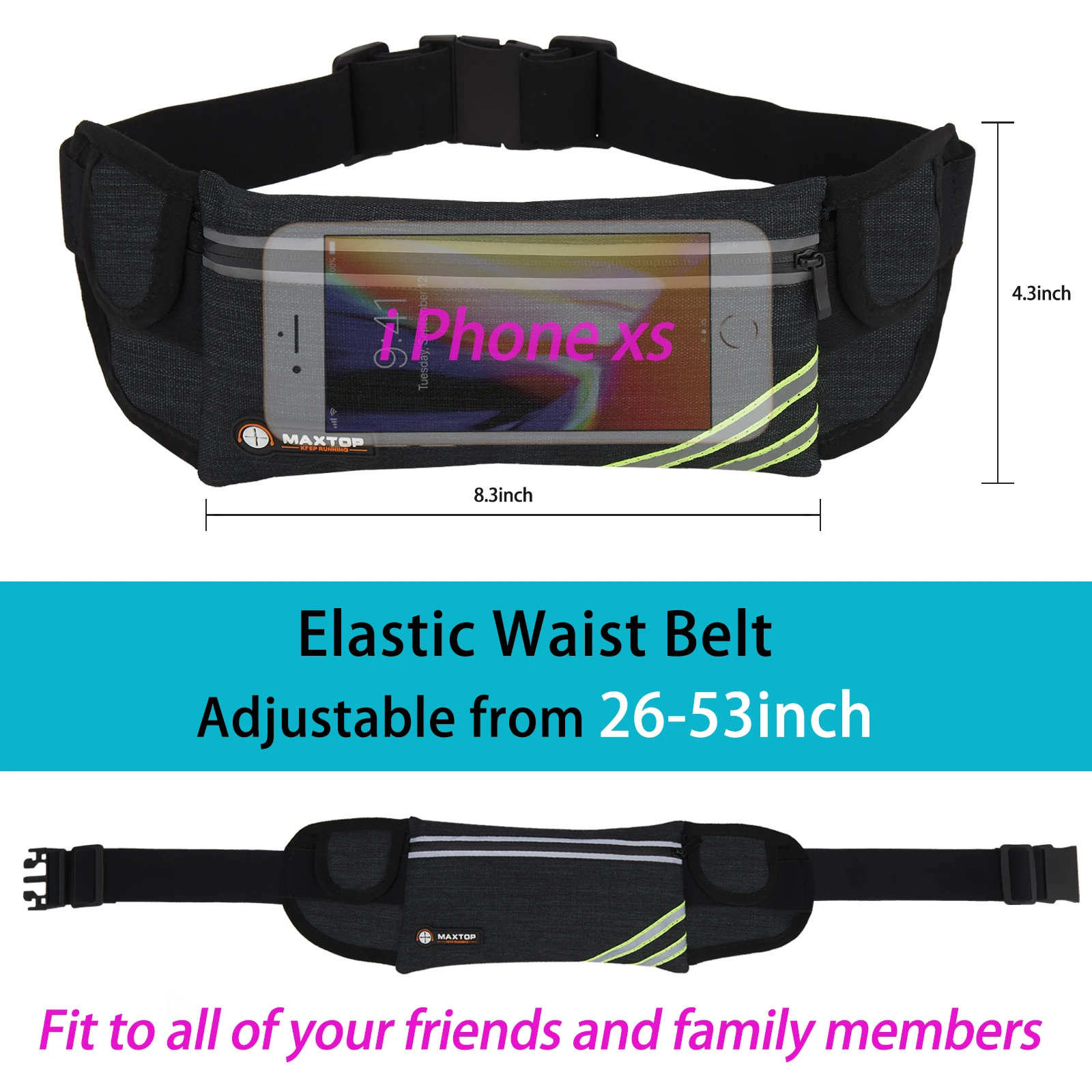 Small Running Belt Fanny Pack for Women,Jogging Phone Holder Men,Water Resistant Workout Waist Pack Bag,Reflective Belt Bag for