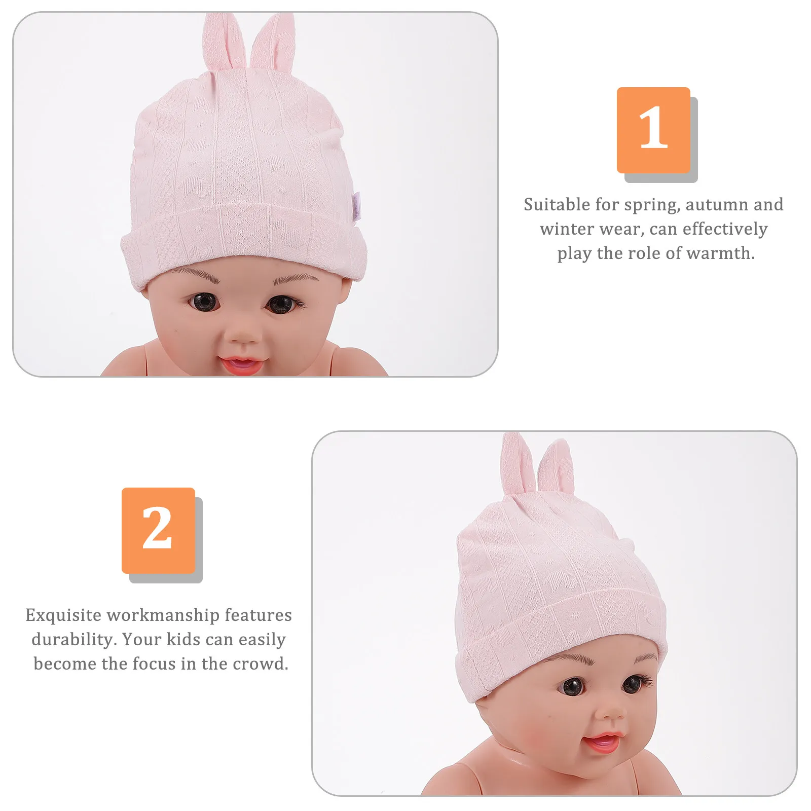 

6pcs Unisex Newborn Cotton Ear Shaped Baby Hat Warm Infant Cap For Spring Autumn Winter Indoor Outdoor Use Baby Shower Gift