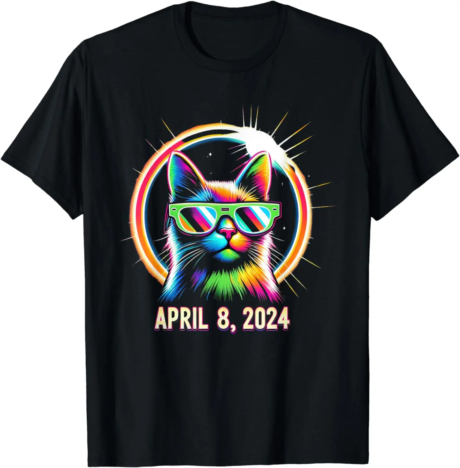 

Twice In A Lifetime Total Solar Eclipse 2024 Men Women Cat T-Shirt