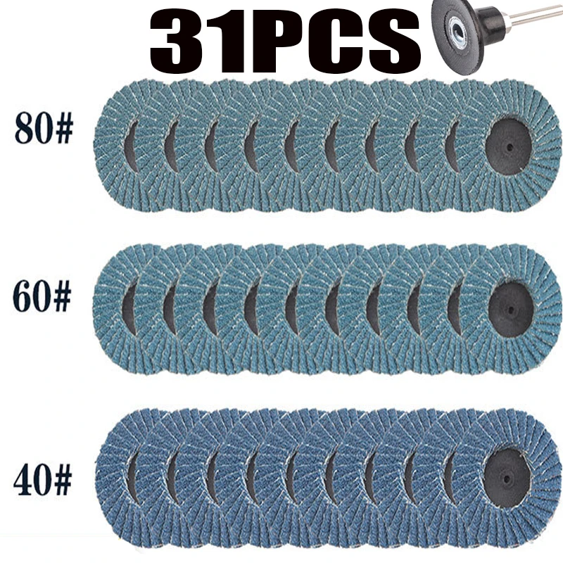 

31pcs 2 Inch Sanding Flap Discs Torque Sand Disc for Polishing Removing Solder Joints Tool Accessories