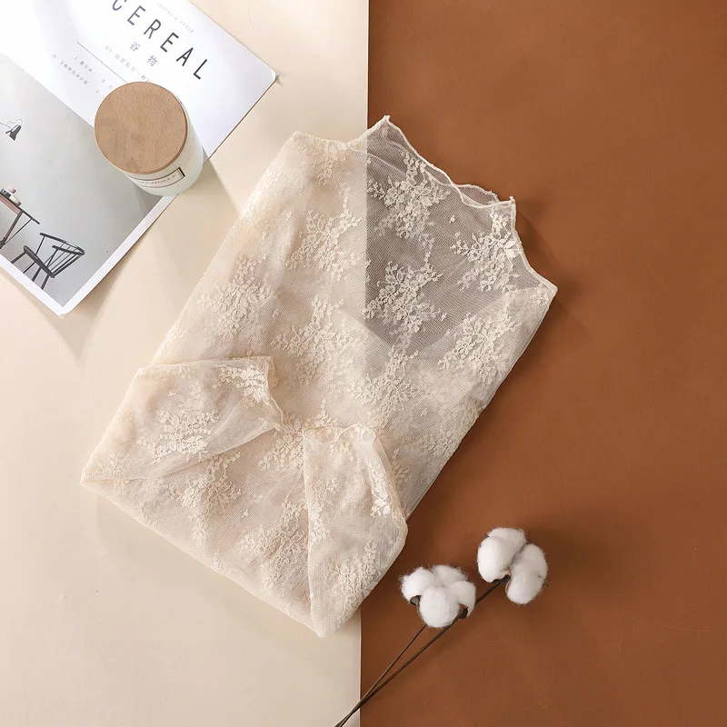 Sexy Vrouwen Mesh T-shirts Transparant Kanten Blouse Lange Mouw See Through Tops Voor Vrouwen Dieptepunt Shirt Sheer Tees Body Crop Top