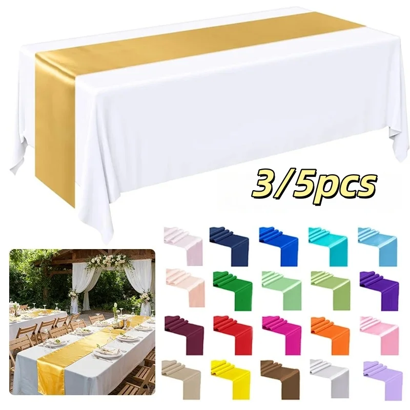 3/5pcs 30x275cm High quality Satin Table Runner Long Silk Table Runner for Wedding Party Banquet Birthday Party Table Decor