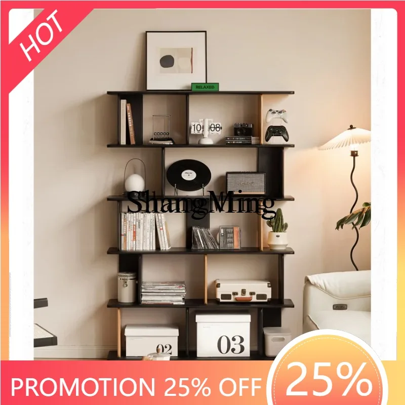 CL Wood Bookshelf Simple Study Shelf Oak Household Partition Rack