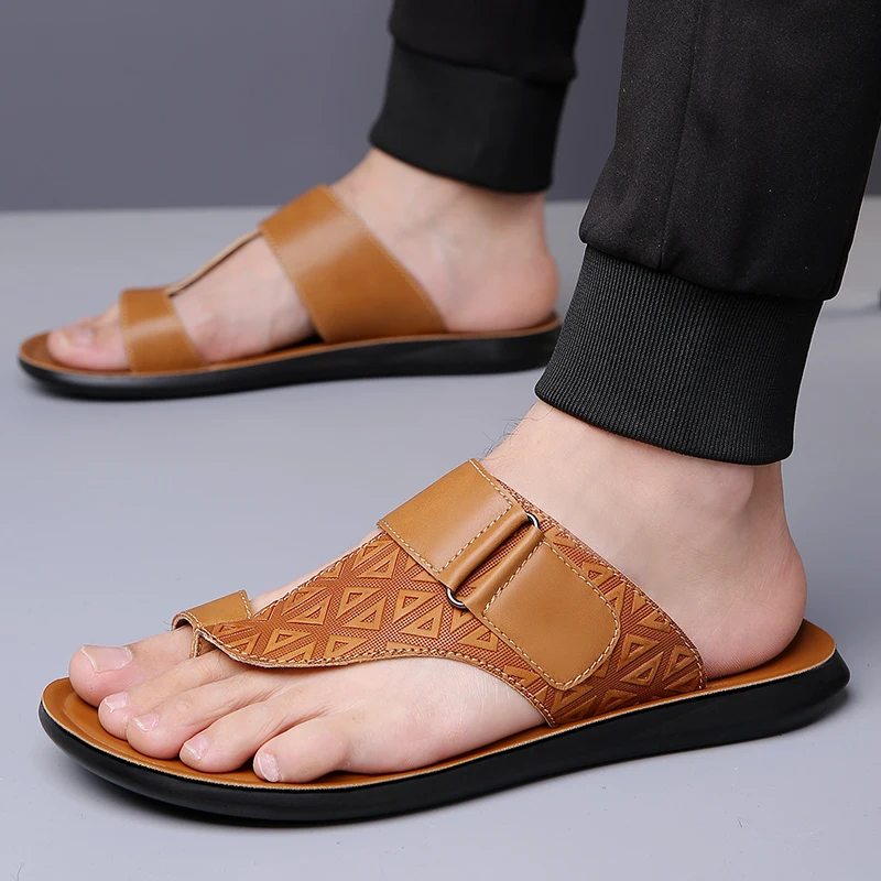 Herren Sommer-Sandalen Atmungsaktive Modische Einfache Zehenfreie Weiche Flache Strandschuhe Bequeme Klassische Pantoffeln-2502 – Detail 8