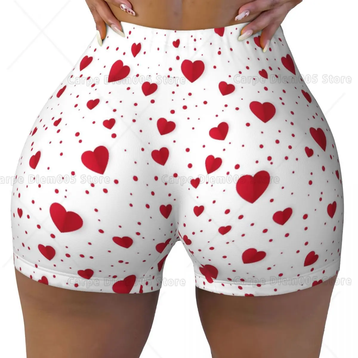 

Женские шорты Lovely Hearts, байкерские шорты с высокой талией, контроль живота для тренировок в тренажерном зале, йоги, бега