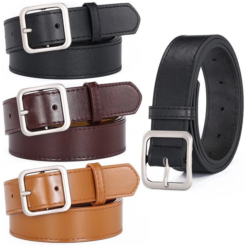 New Women's Belt Square Buckle Student Retro Fashion Korean Edition Trendy Decoration Casual Pants Belt Women's Explosive Style