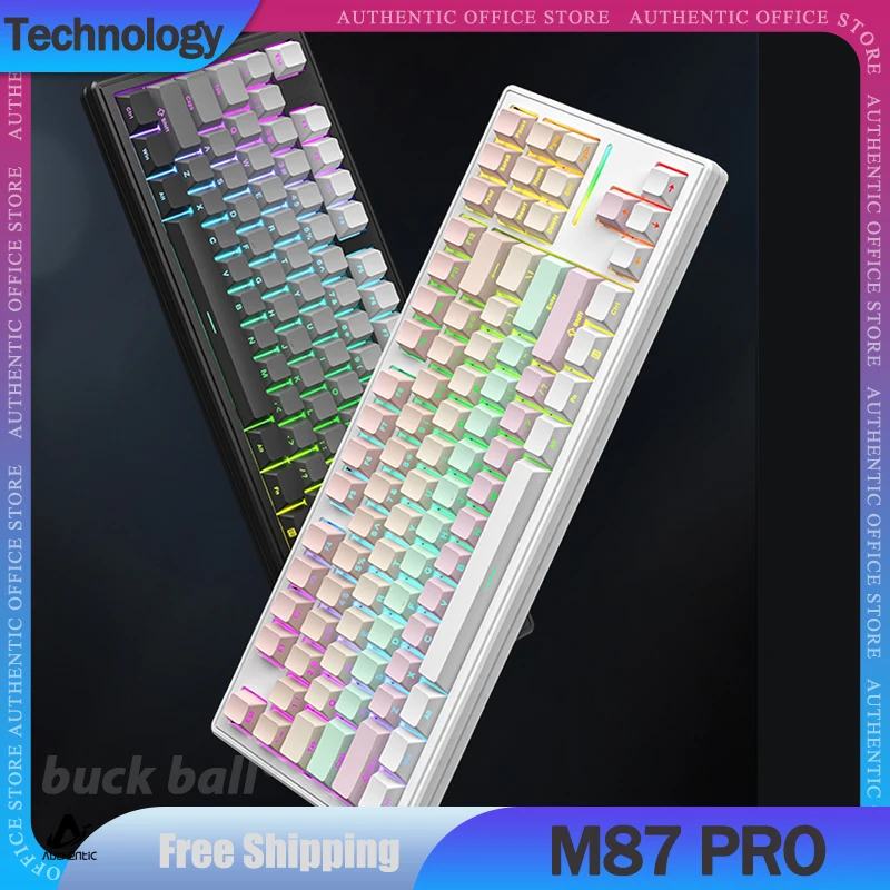 

Technology M87pro Gamer Mechanical Keyboard 3Mode USB 2.4G Bluetooth Wireless Keyboard 87keys RGB Gasket Hot Swap Gamer Keyboard