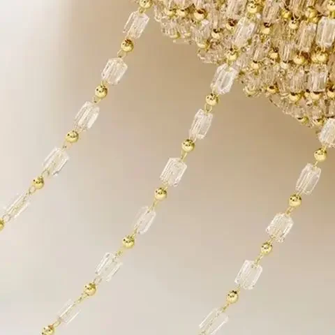 

14K Gold Square Tube Crystal Flash Zirconium Round Beads Handmade Chain DIY Bracelet Necklace Ear Jewelry Fringed Accessories