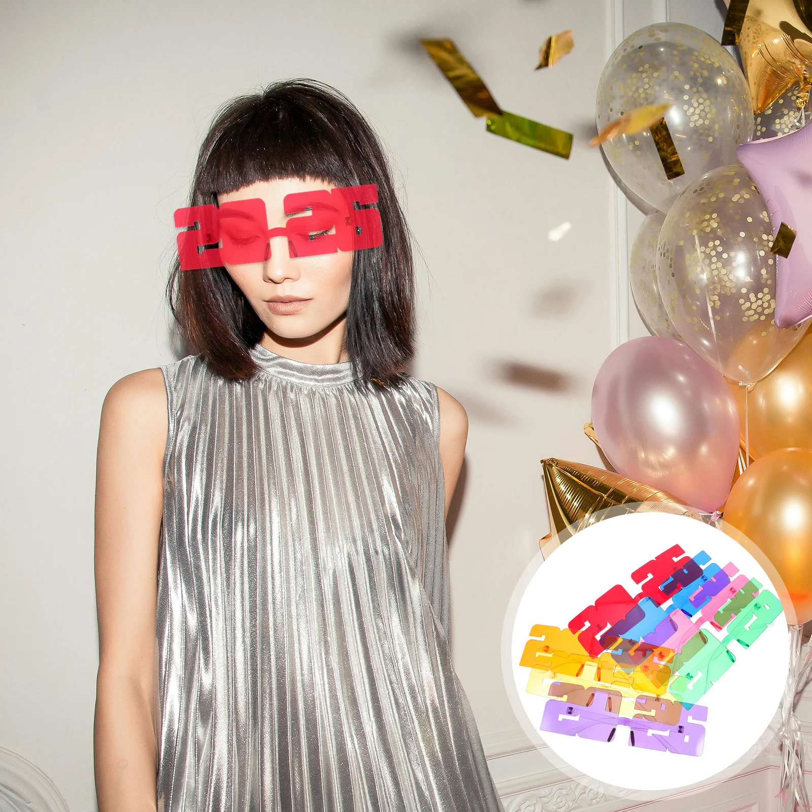 

7pcs 2026 Glasses Frame Happy New Year Eyeglasses Retro Party Sunglasses For Adults 2026 Number Eyewear New Years Eve Props