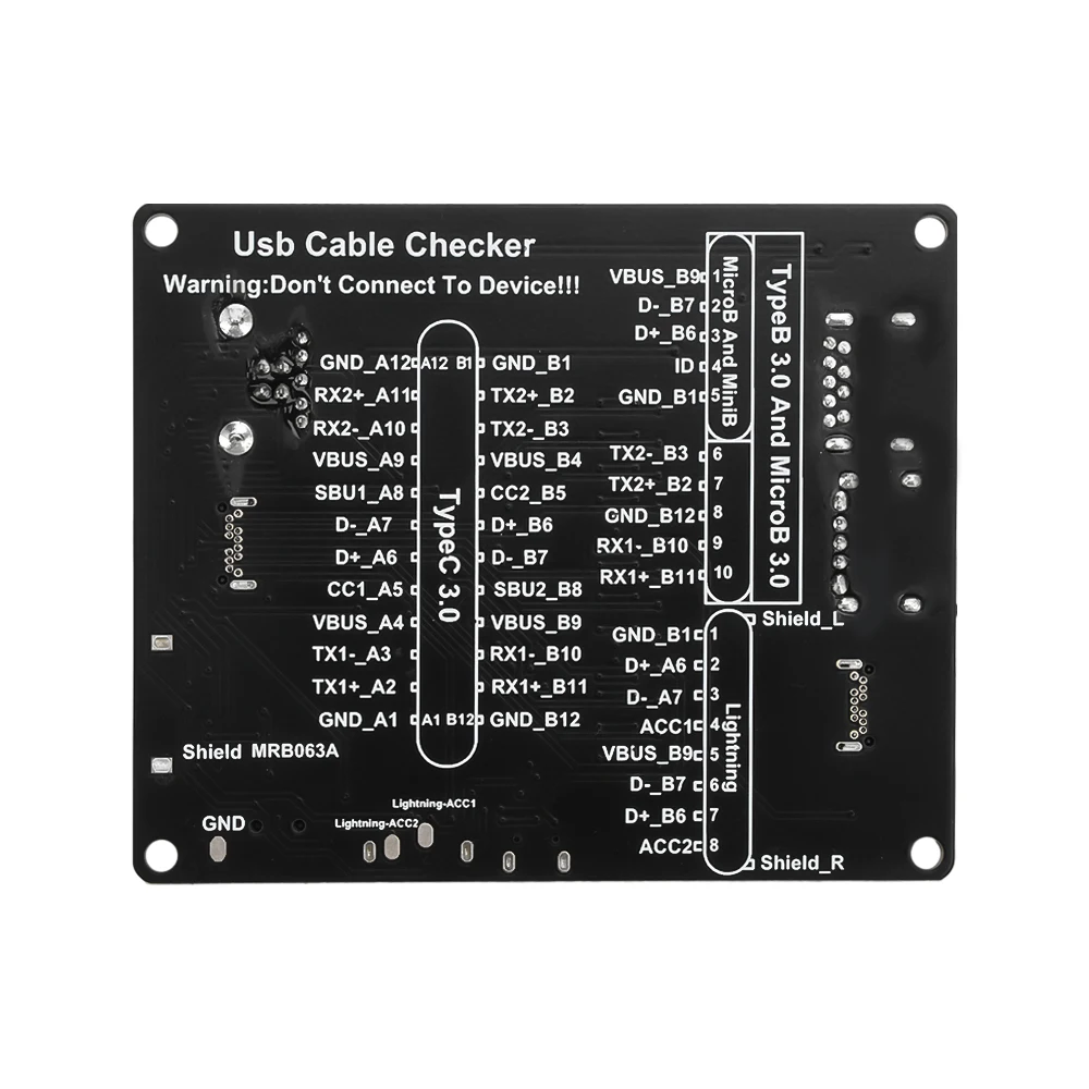 Imagem -06 - Curto Usb Cabo Tester tipo b c Micro c Minib Lightning Dados Placa de Detecção com Led Indicador