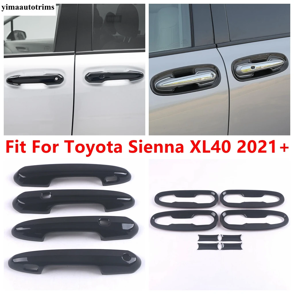 Car Outer Door Handle Bowl Decoration Cover Trim ABS Chrome / Black / Carbon Fiber Accessories For Toyota Sienna XL40 2021 2022