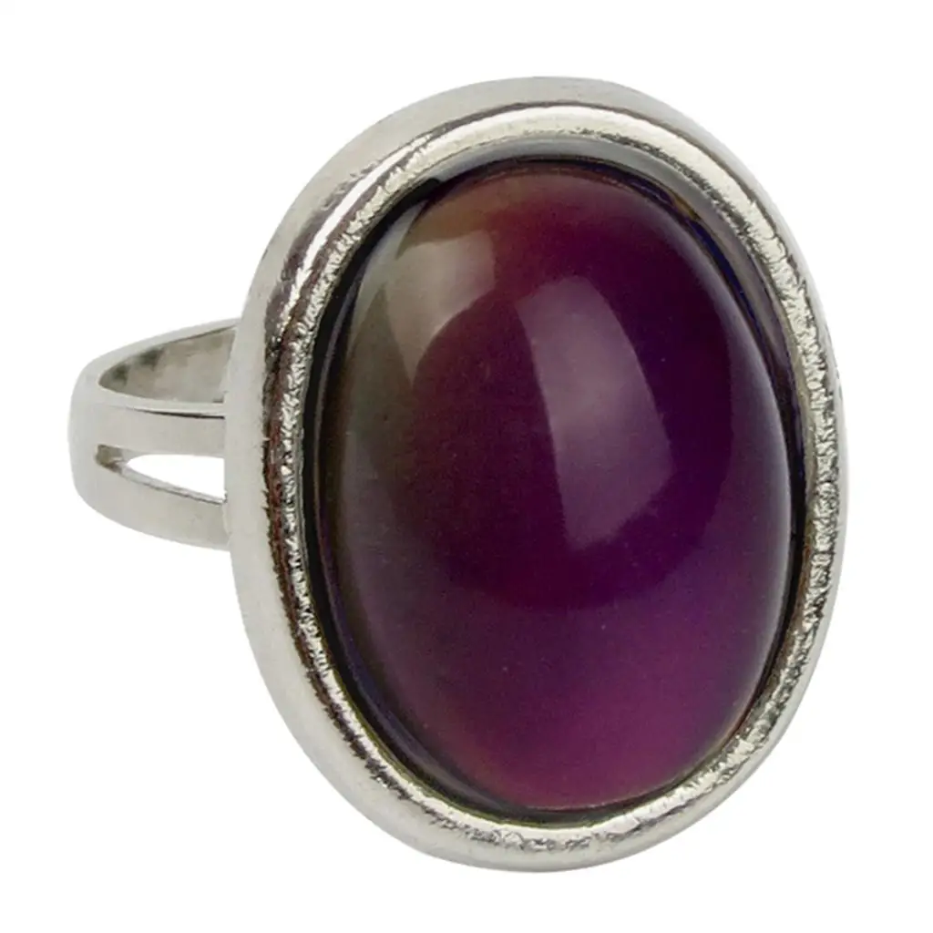 Oval Mood Ring with Crystal Color Change Alloy Band Colored Jewelry Ring for Fashion Statement