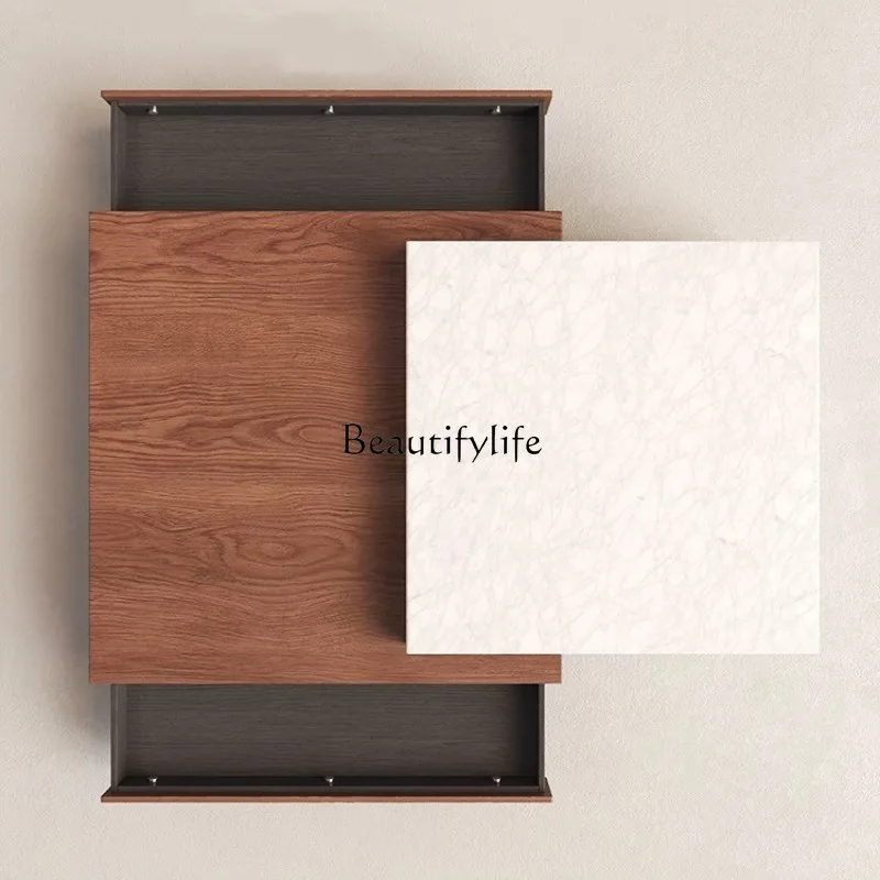 03 غرفة معيشة إيطالية بسيطة من الرخام الطبيعي تلسكوبي طاولة قهوة منزلية صغيرة