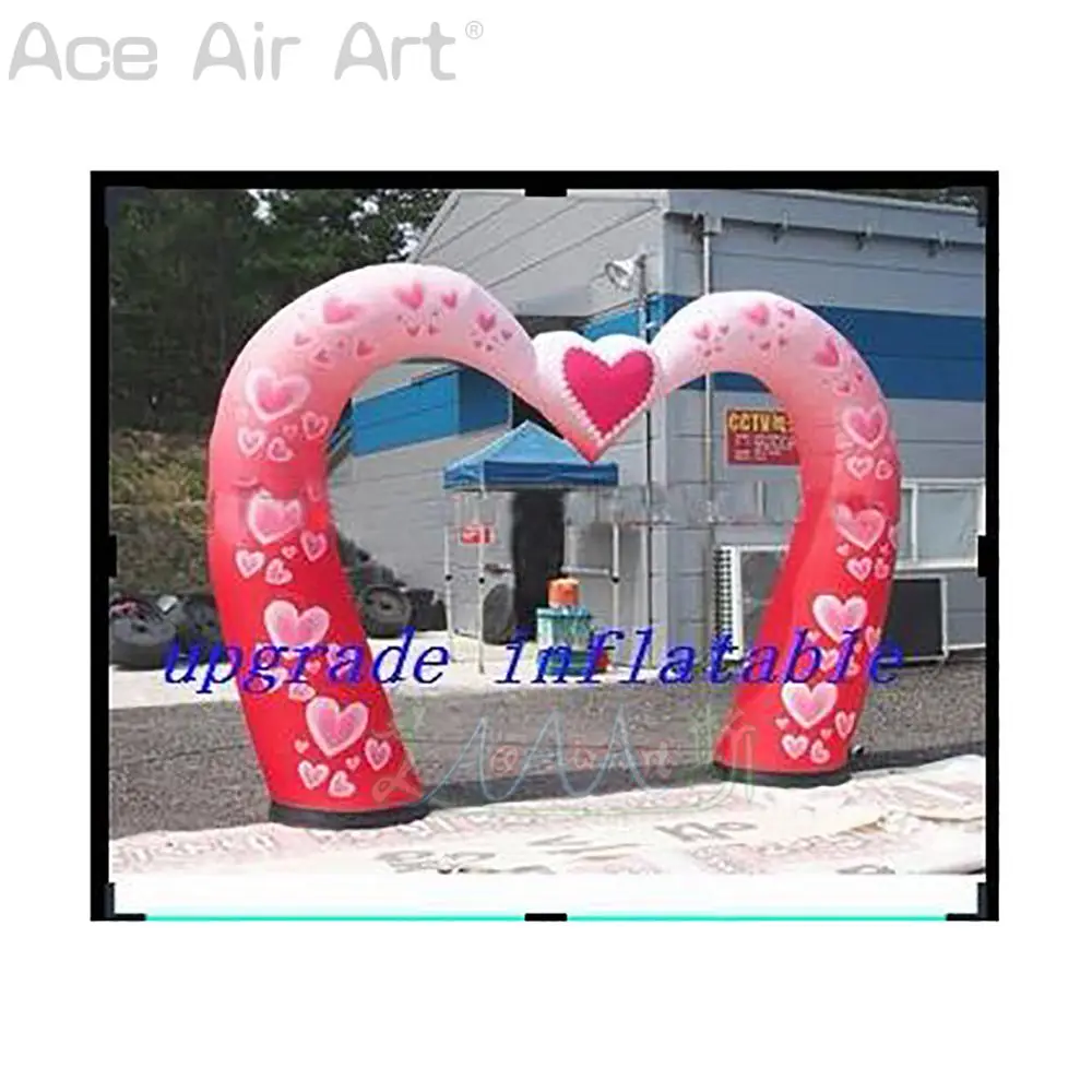 Attractive Inflatable Wedding Arch Archway Gate Heart Shaped Arch with 63CM Base Blower Free Standing for Events