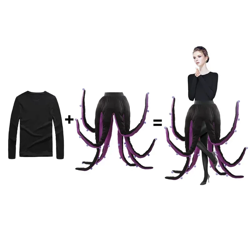 Ursula تأثيري الخيال تنورة الملابس الكرتون حورية البحر زي تمويه الكبار النساء لعب الأدوار فانتازيا ملابس الإناث هالوين