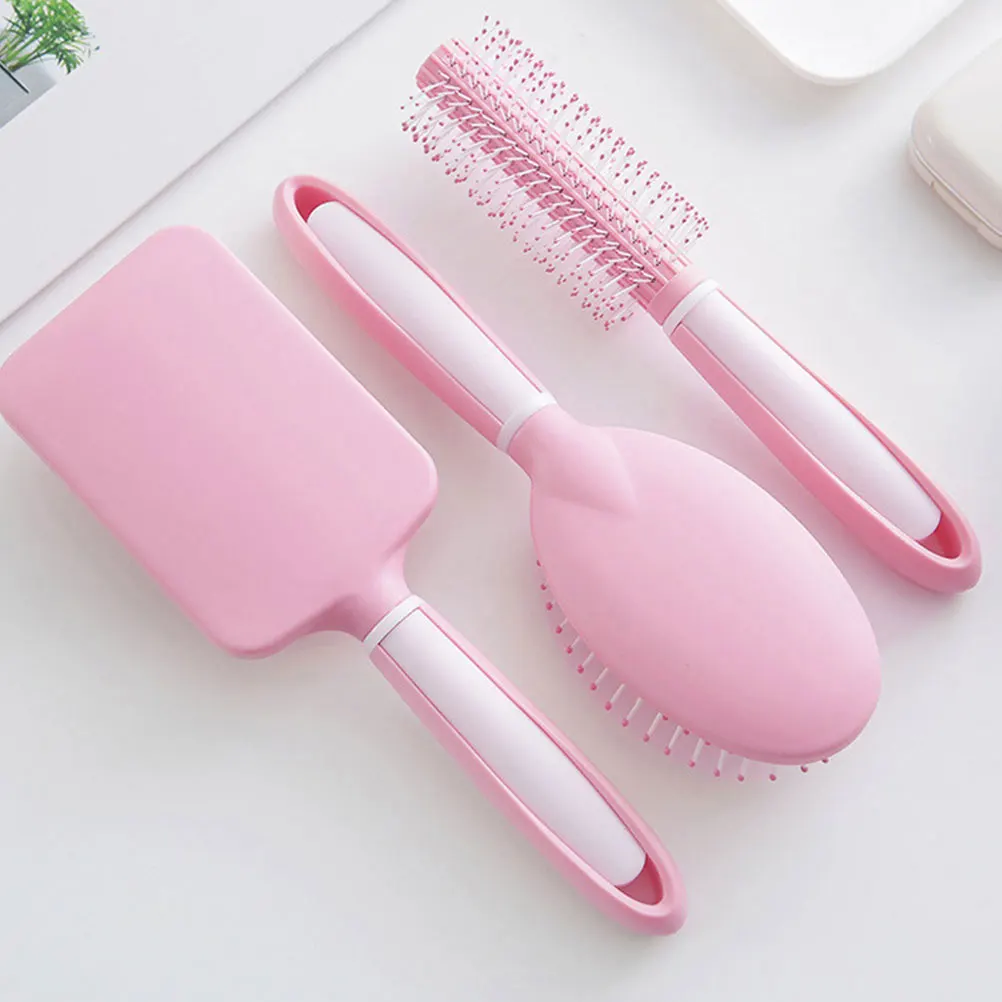 

3pcs Massage Comb Ergonomic Scalp Massager -Free Hair Brush For Men Women Curly Hair Accessories Pink