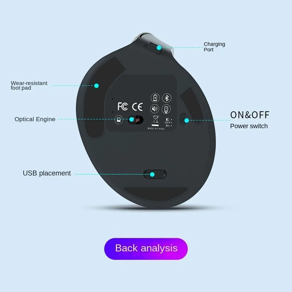

800/1200/1600DPI 2.4G Ergonomic Optical Mouse Comfortable ABS Gaming Mice 6 Mute Buttons Vertical Mouse Gaming Mice Office
