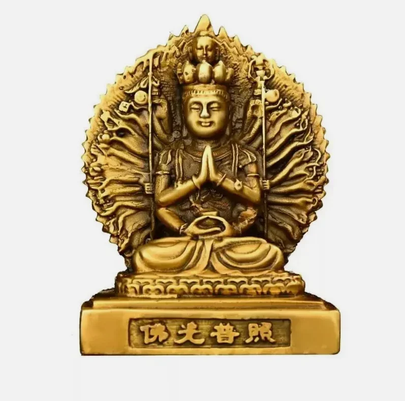 

10cm Copper Car Ornaments Double-Sided Holy Buddha Home Buddha Statue Decoration