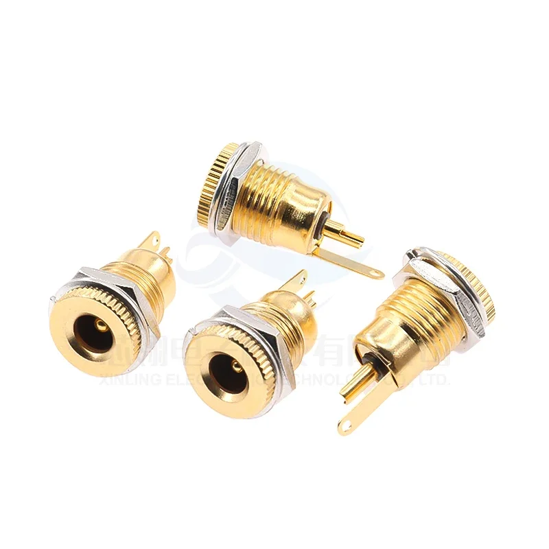 DC-099 all-copper gold-plated DC power socket 5.5x2.1/2.5mm round hole charging female base 11mm opening