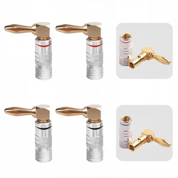 4PCS 4mm Banana Plug Gold-Plated Right Angle 90 Degree Video Speaker Adapter Audio  Banana Connectors