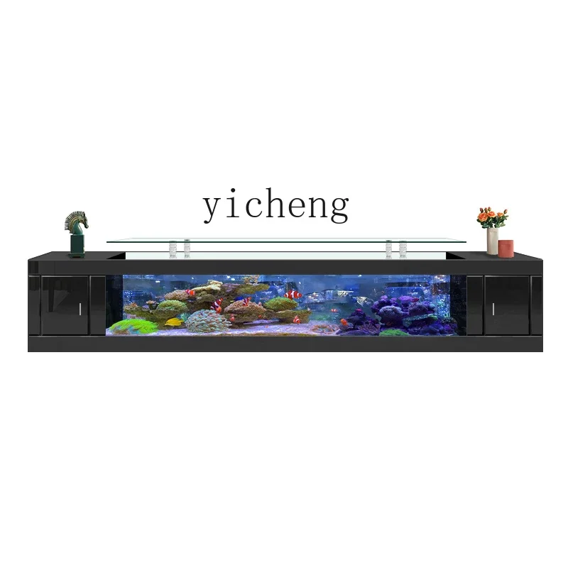 ZZ TV cabinet fish tank living room household floor-to-ceiling large ecological glass water-free goldfish turtle tank