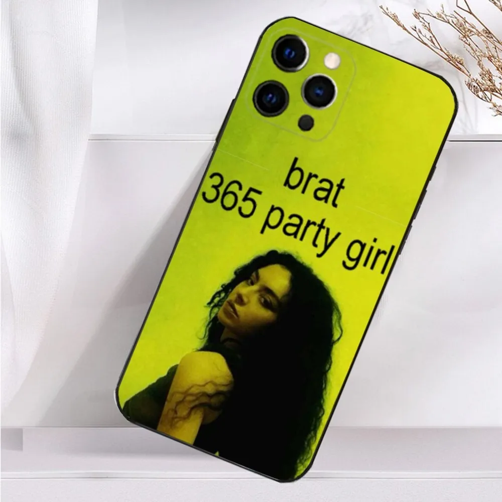 Singer C-Charli XCX-BRAT Phone Case For iPhone 16,15,14,13,12,11 Plus,Pro Max,XS,X,XR,SE,Mini,8,7 Soft Silicone Black Cover