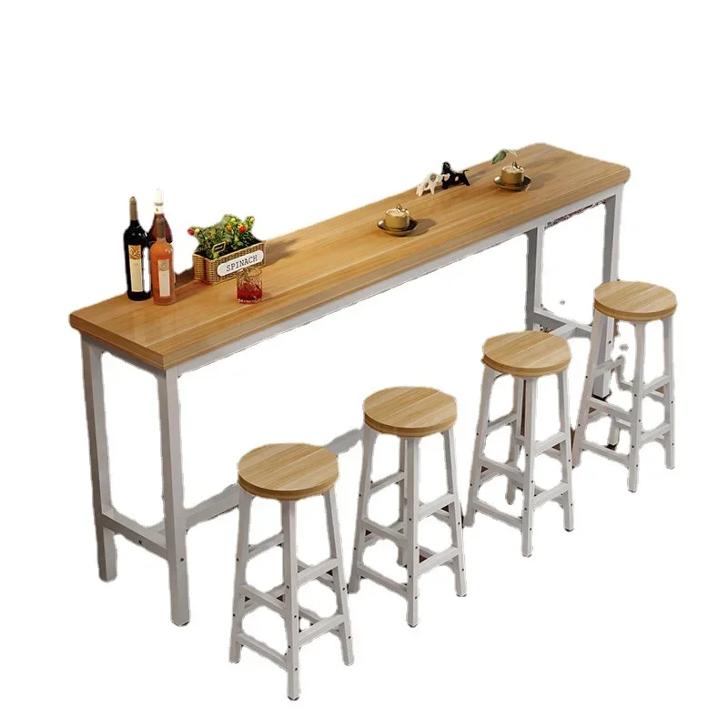 

Bar table against the wall, high-footed household simple small balcony dining table, long strip high table, milk tea shop, one p