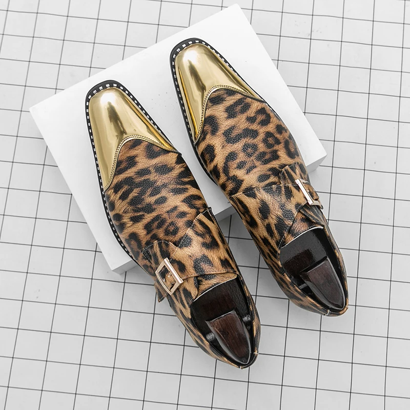 

Spring Autumn New Fashion Trend Chelsea Shoes Mirror Splicing Leopard Pattern Personalized Xiaolang Youth Casual Shoes